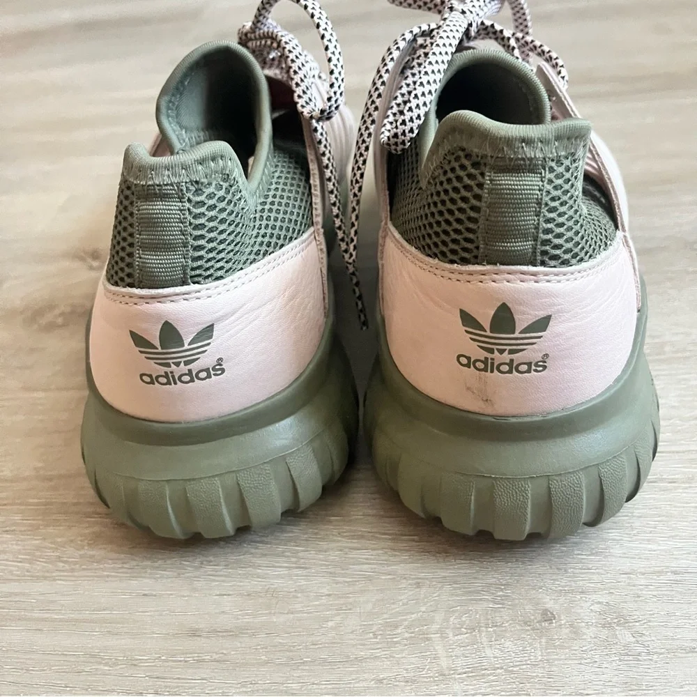 Adidas Tubular Radial Olive Green and Pink Women's Size 8